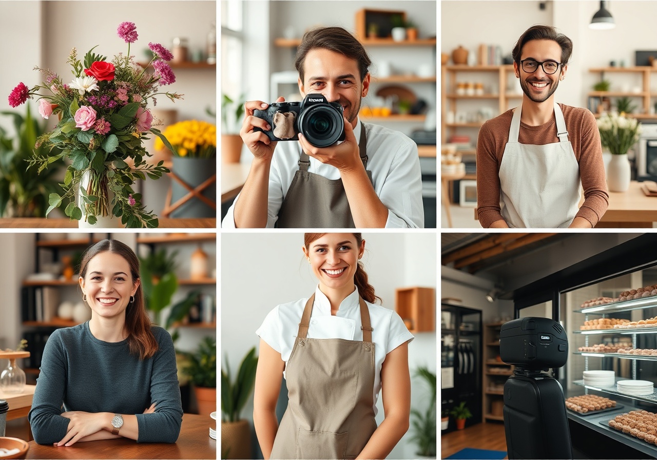 Vitalux users smiling and working together in a mosaic grid